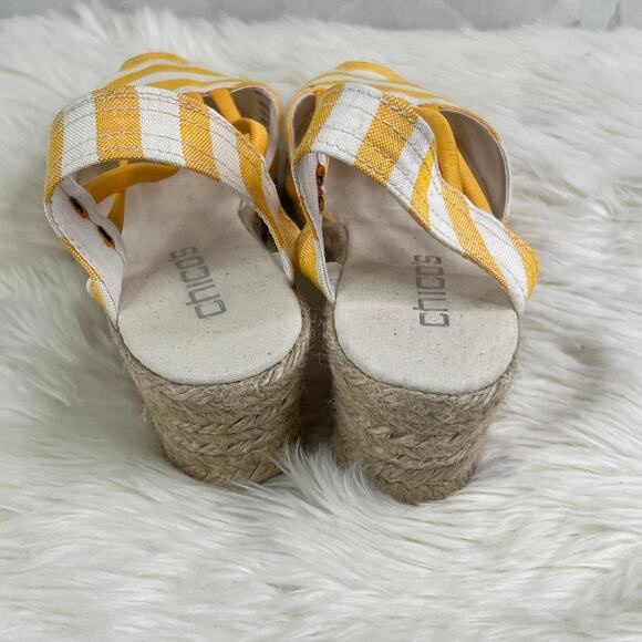 Chicos Jessa Lot of 2 Yellow & Pink Striped Espadrille Wedges Sandals Size 7 - Picture 5 of 12